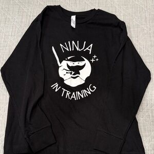 Ninja In Training Black Long Sleeve Tee, Youth Medium, never worn